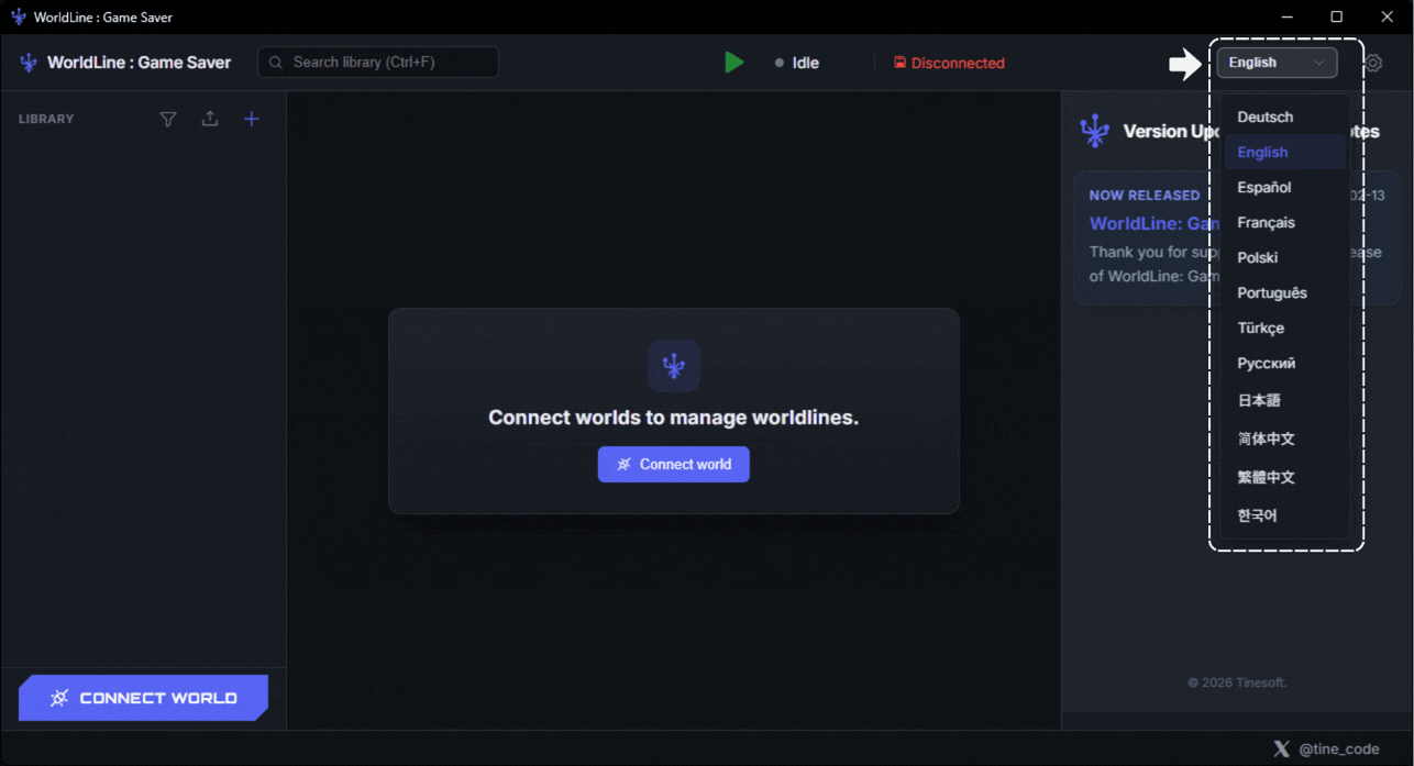 Change User Language - Change language in main window