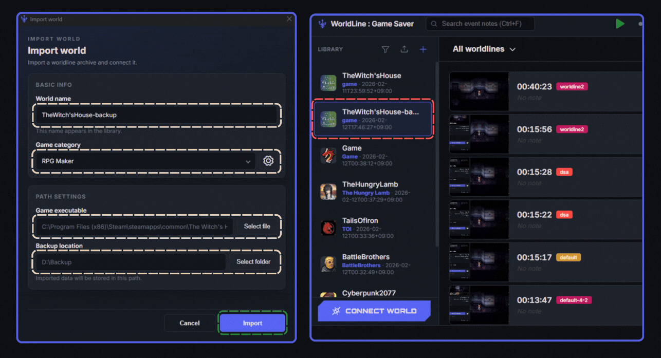 Import All Saves - Configure imported save files