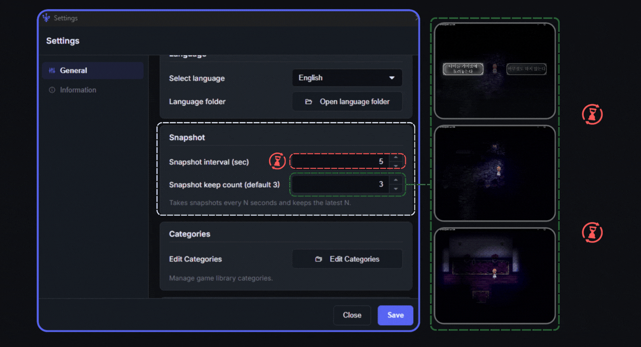 Snapshot Setup - Save play moments as snapshots.